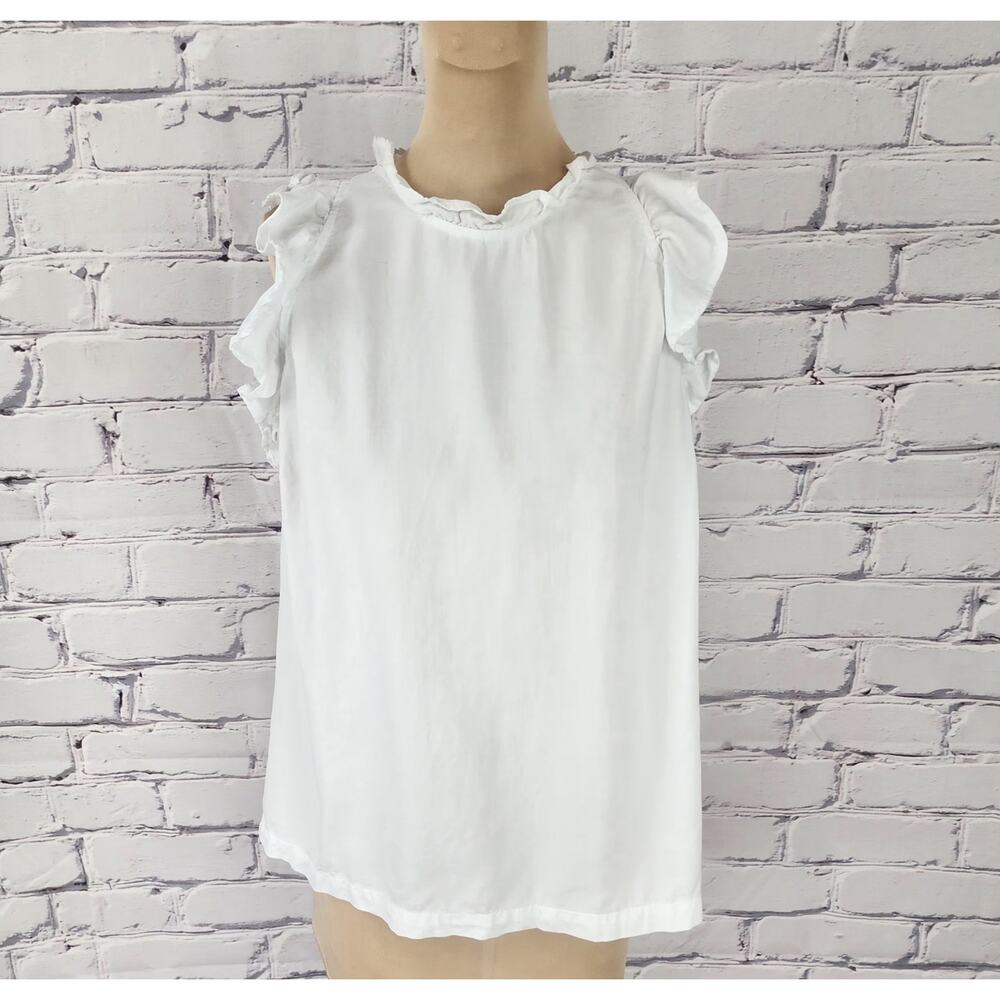Anthropologie Cloth & Stone Top White Sleeveless Ruffle Blouse Women M Fairycore - Picture 2 of 9